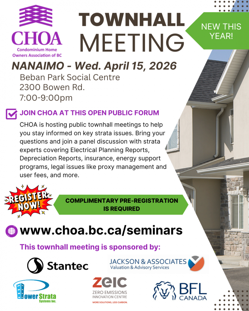 Power Strata Systems is a Proud Sponsor of Upcoming CHOA Townhall Meeting in Nanaimo on April 15, 2026