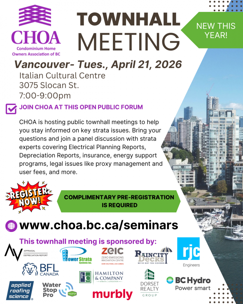 Power Strata Systems is a Proud Sponsor of Upcoming CHOA Townhall Meeting in Nanaimo on April 15, 2026